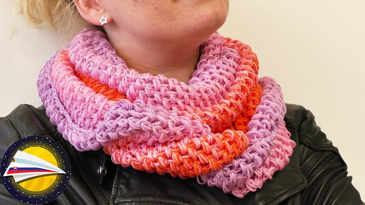 Jarný háčkovaný šál s nopkovým vzorom | Háčkovaný tunel puff stitch z tenkej vlny