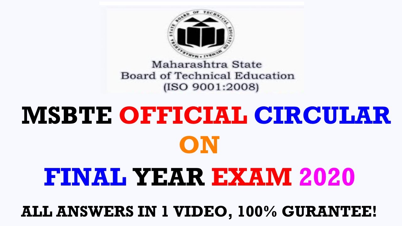 MSBTE OFFICIAL CIRCULAR ON FINAL YEAR EXAM 2020 UPDATE IN HINDI