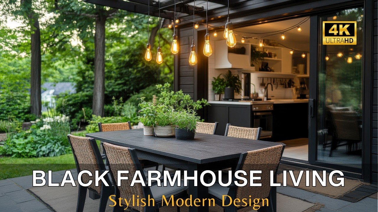 Chic Black Farmhouse Living: Transform Your Small Home & Backyard into a Stylish Modern Design