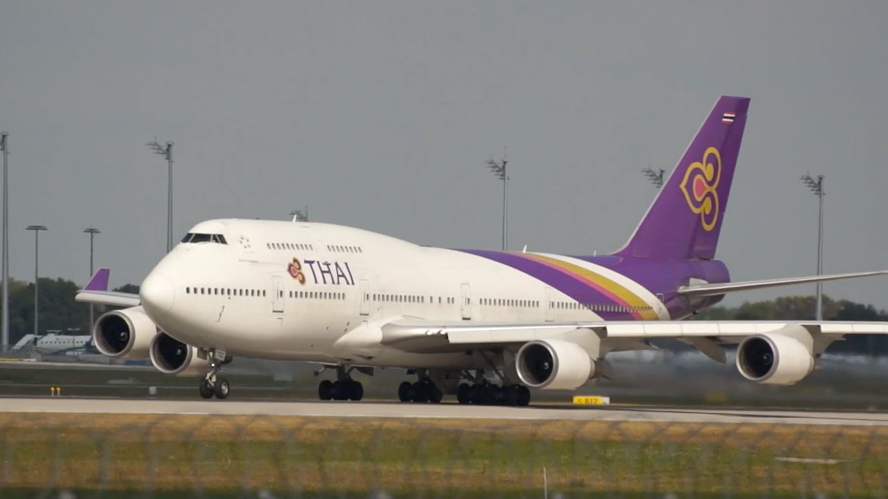 Thai Airways Boeing 747-4D7 HS-TGG departure at Munich Airport Abflug M&uuml;nchen Flughafen
