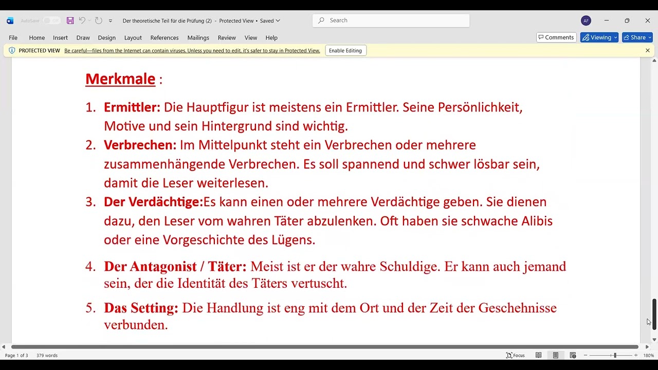 Merkmale von Kriminalroman