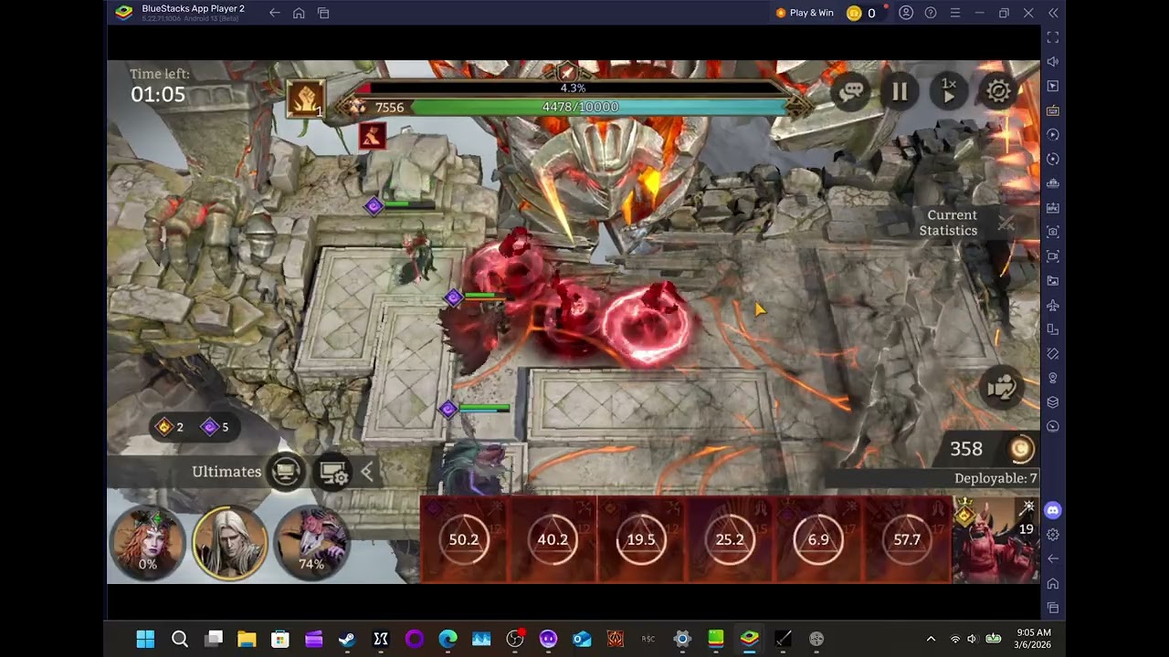 [Titanic Ruins] [Team 2]. @the end i put [Midan] w[90%+ Rage Gear] b/c her dispells didnt work fast.