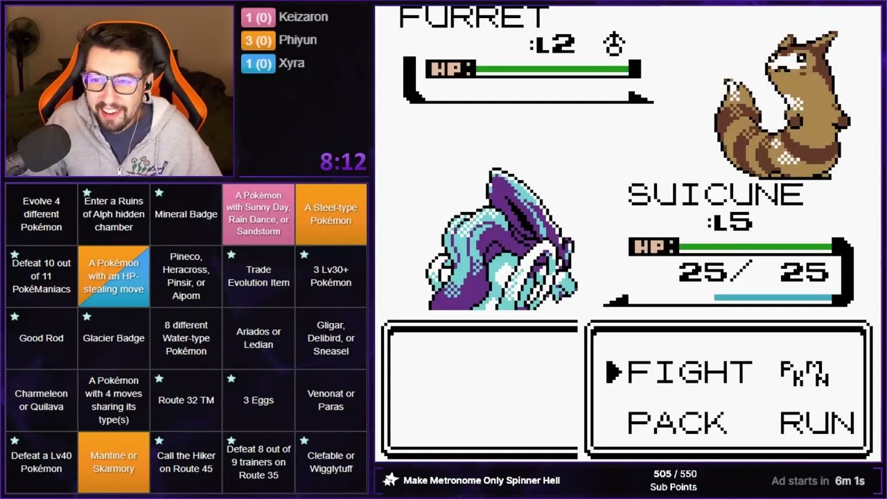 Pokemon Crystal Randomizer Blackout Bingo - Nov. 23, 2025 (Game 2)