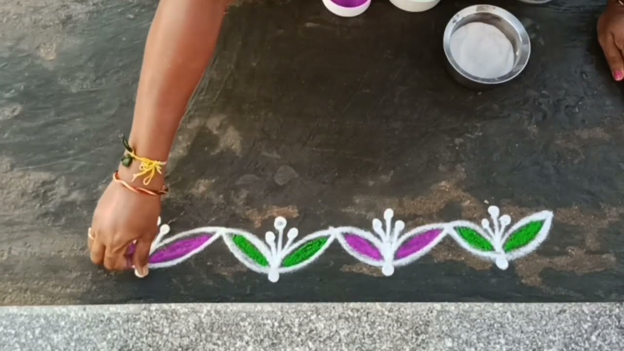 5 days 5 Easy daily border rangoli designs/side border muggulu/kolams#new@easymaderangolicreations