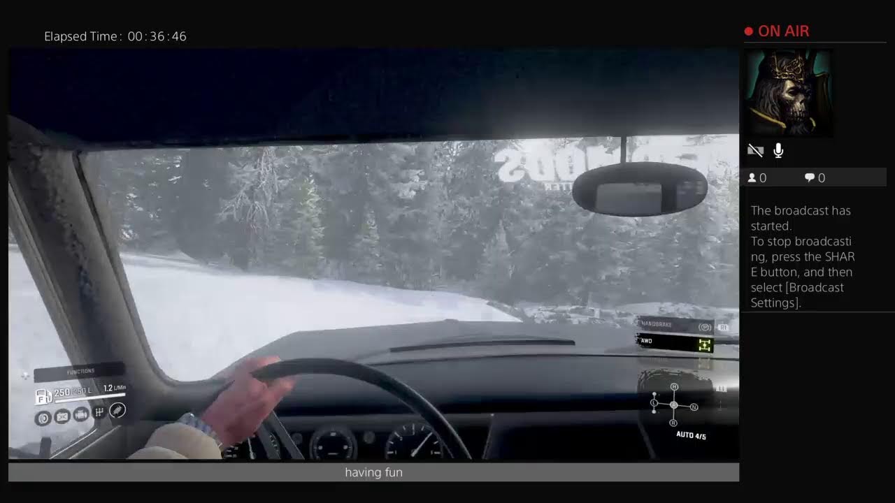 Friend driving mustang on snow runner
