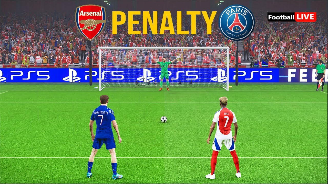 Arsenal vs PSG - Penalty Shootout Semi Final Champions League 2025 | Dembele vs Saka | PES Gameplay