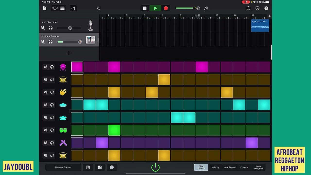 Making Afrobeat Reggaeton Fusion type beat - GarageBand iPad Beat Sequencer