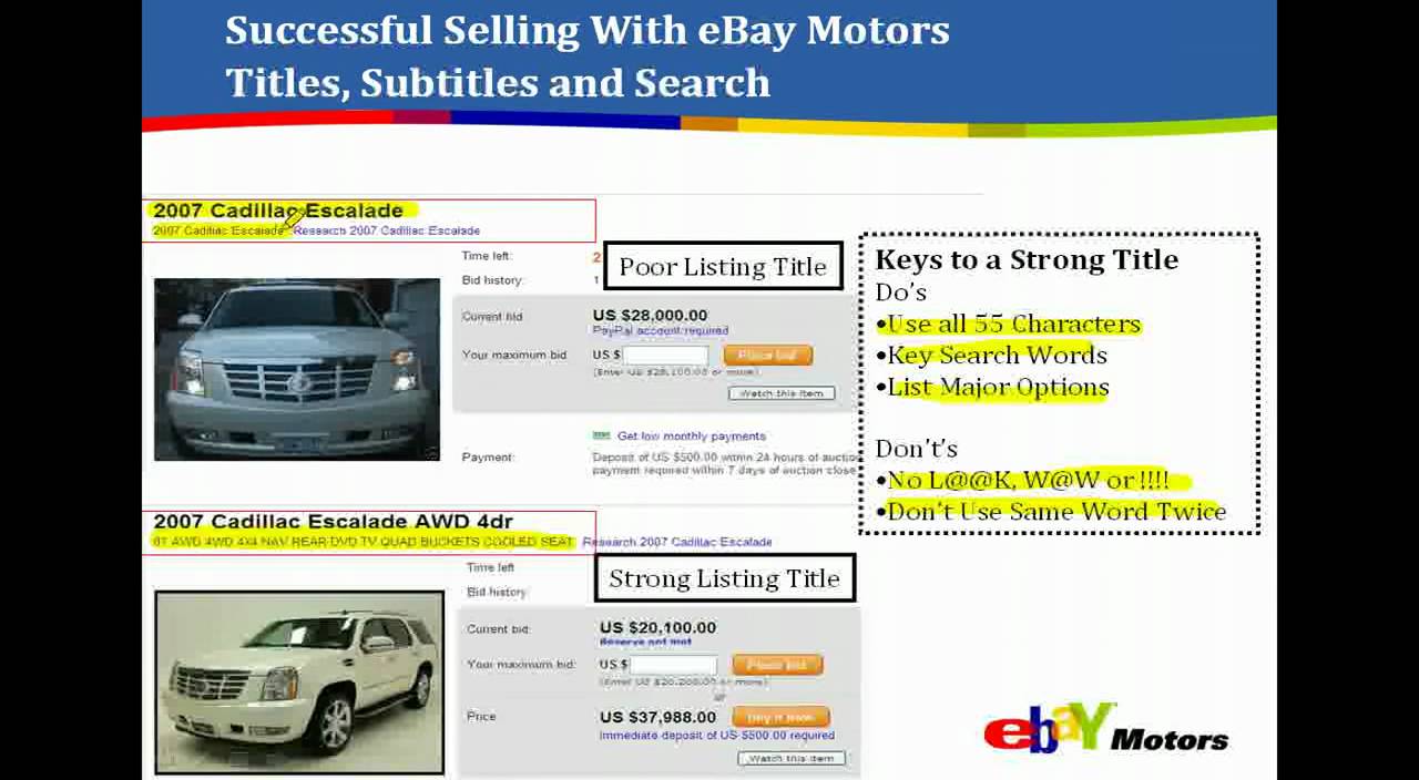 eBay Motors Training - Title, Subtitle and Search