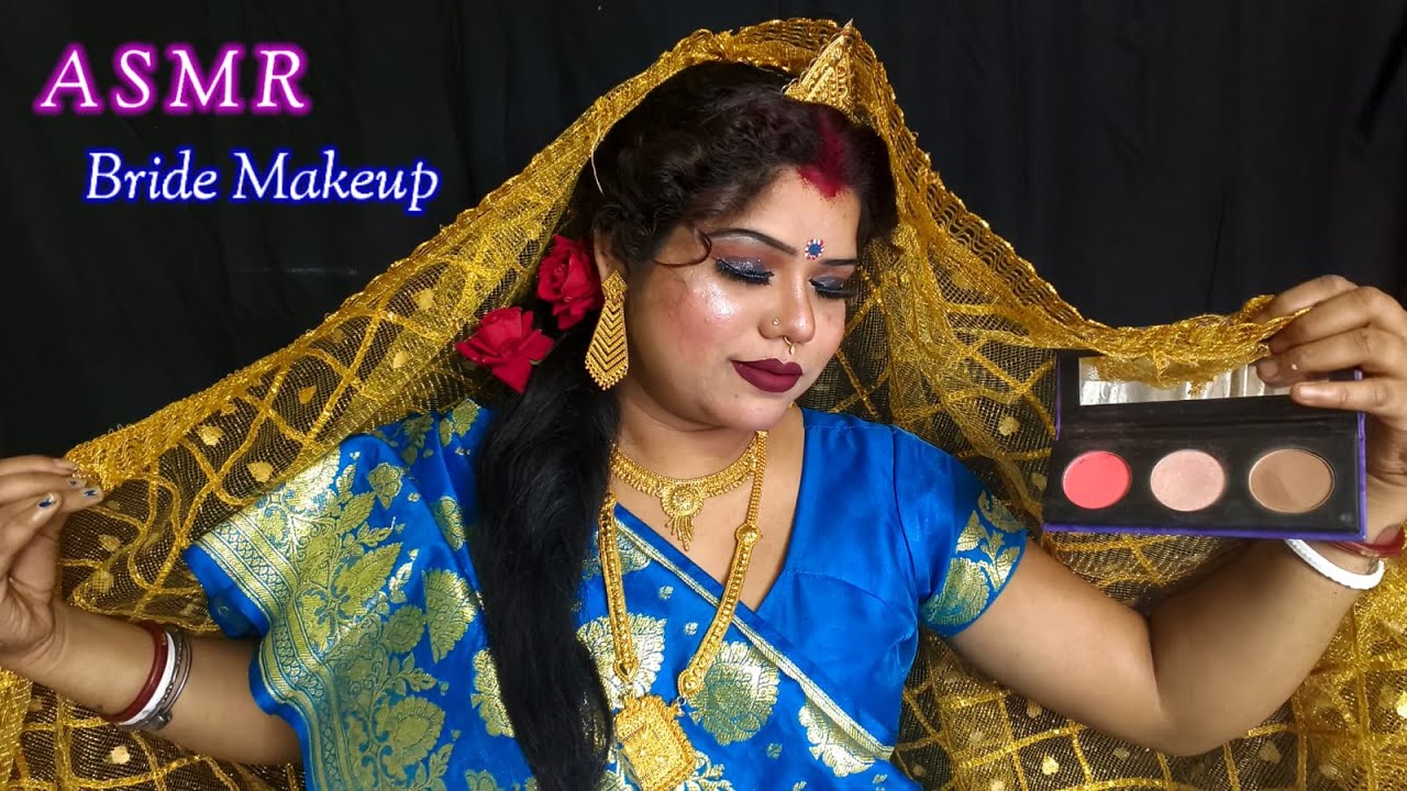 ASMR|| Indian Bride Makeup Doing My Face (Roleplay Makeup) 💄🎨