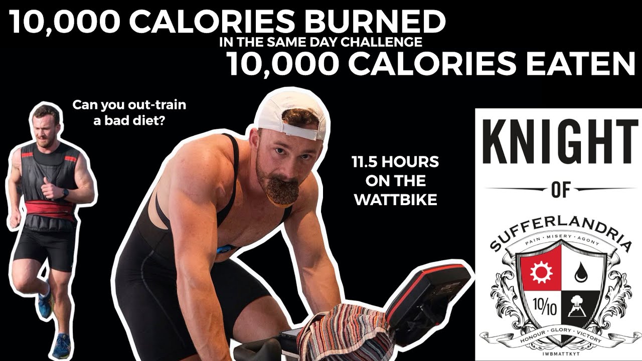 10,000 calories burned + 10,000 calories eaten in ONE DAY challenge | Can you out-train a bad diet?