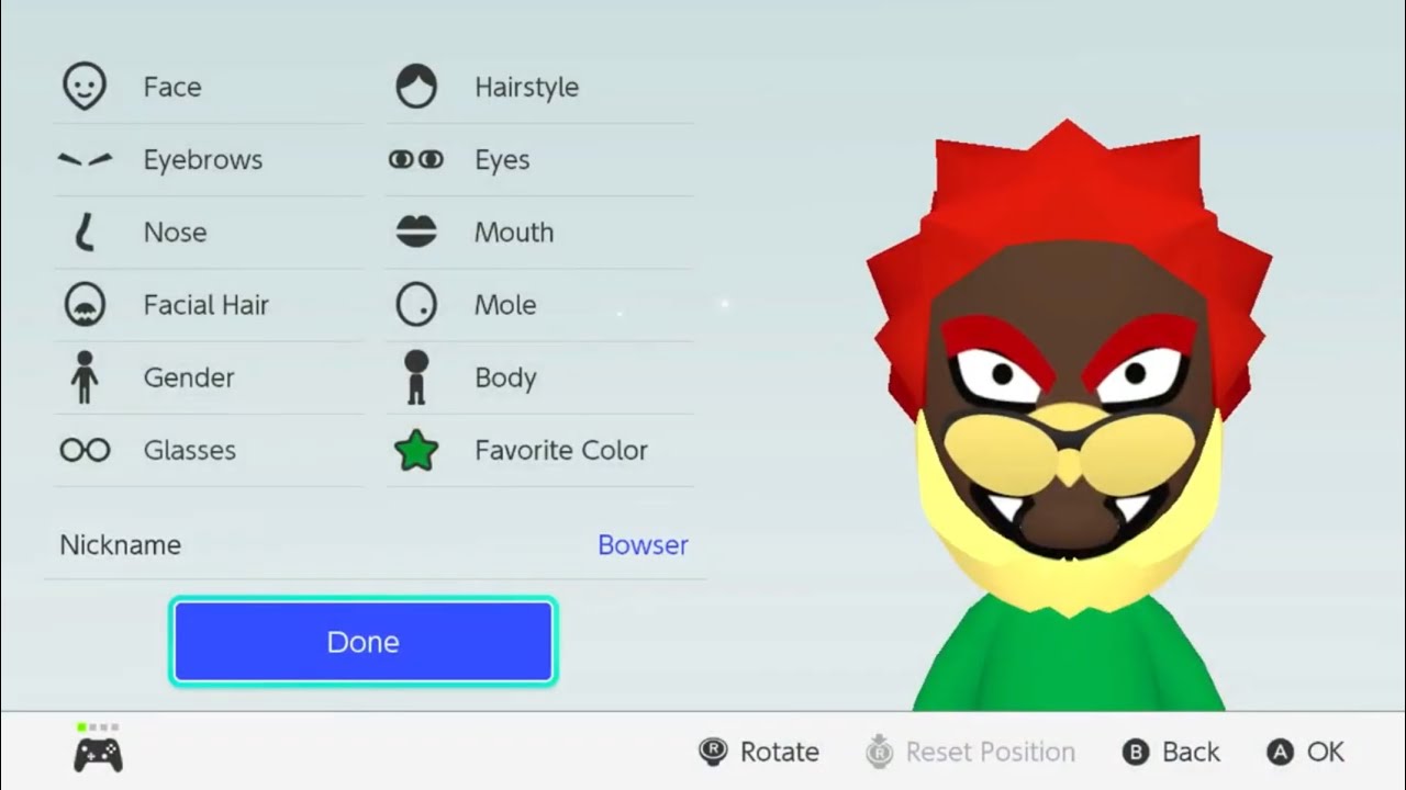 How to make a Bowser mii