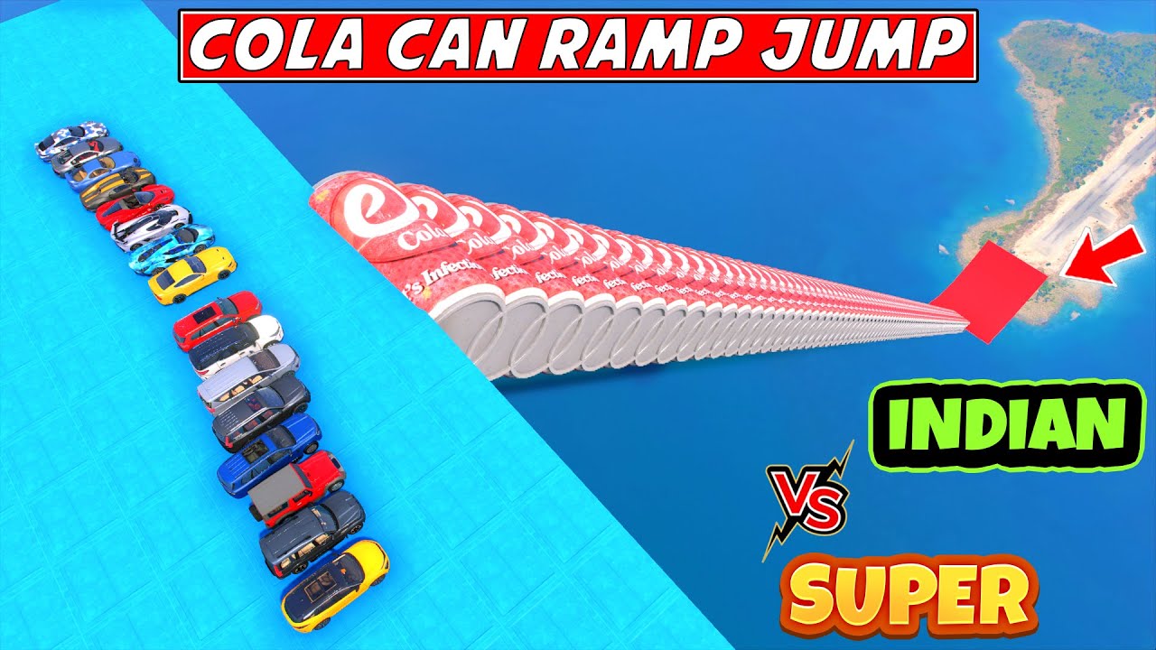 GTA 5 - SUPER CARS VS INDIAN CARS COLA CAN RAMP JUMPING CHALLENGE | GTA 5 GAMEPLAY