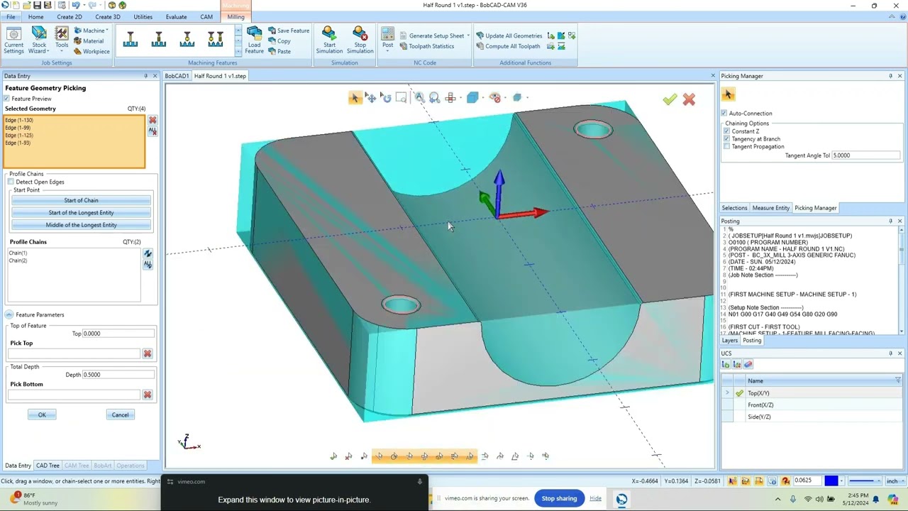BobCAD CAM V36 3D Machining Example