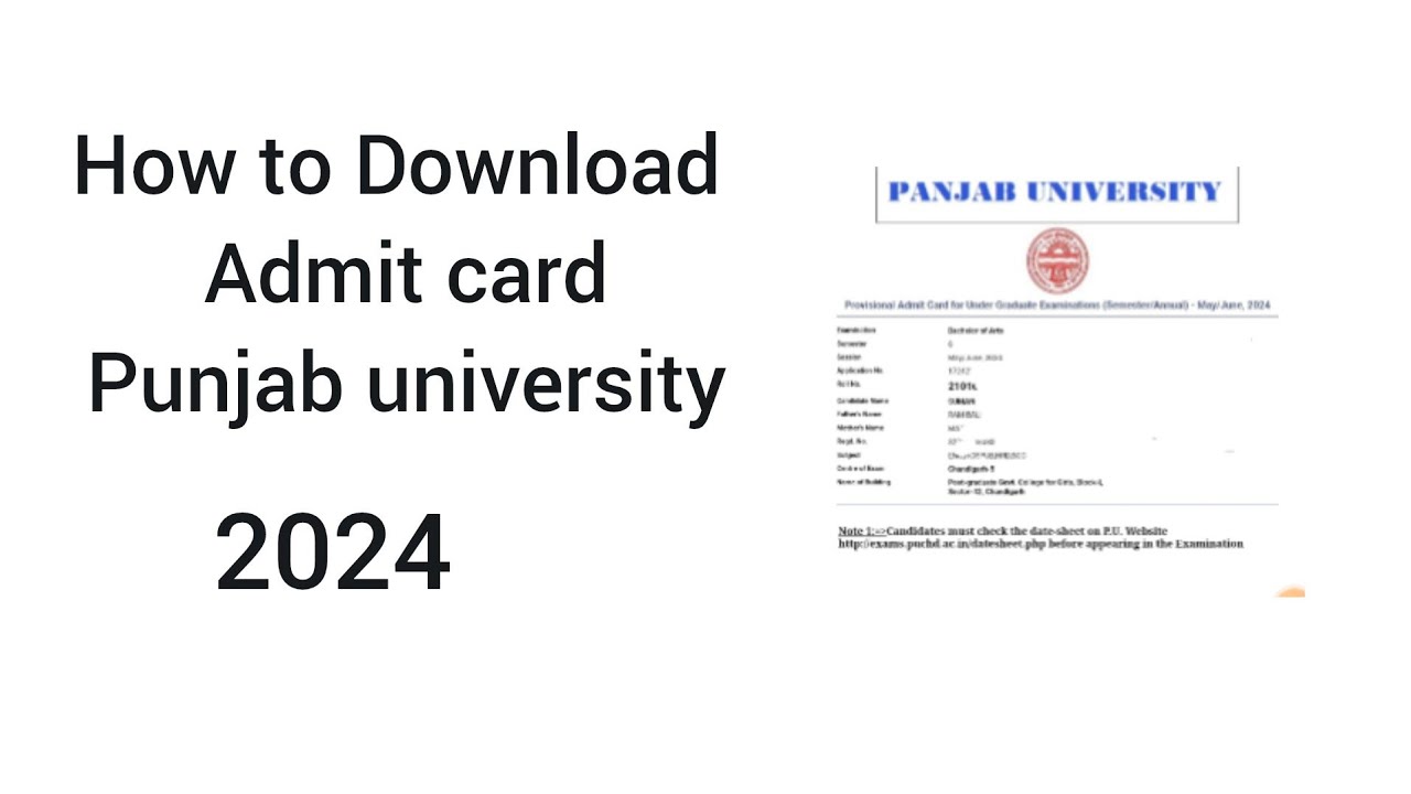 How to download Admit card Punjab university 2024