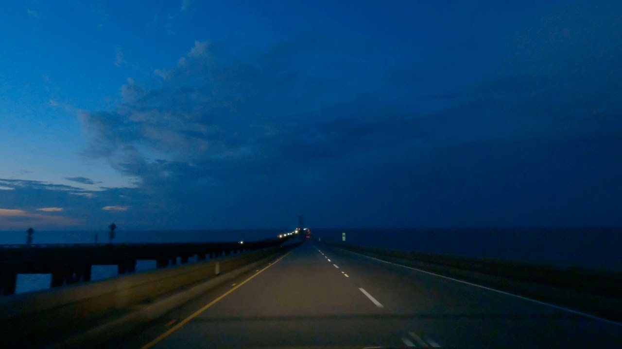 Lake Pontchartrain Causeway Northbound at Nightfall (GoPro Hero 9 Black)