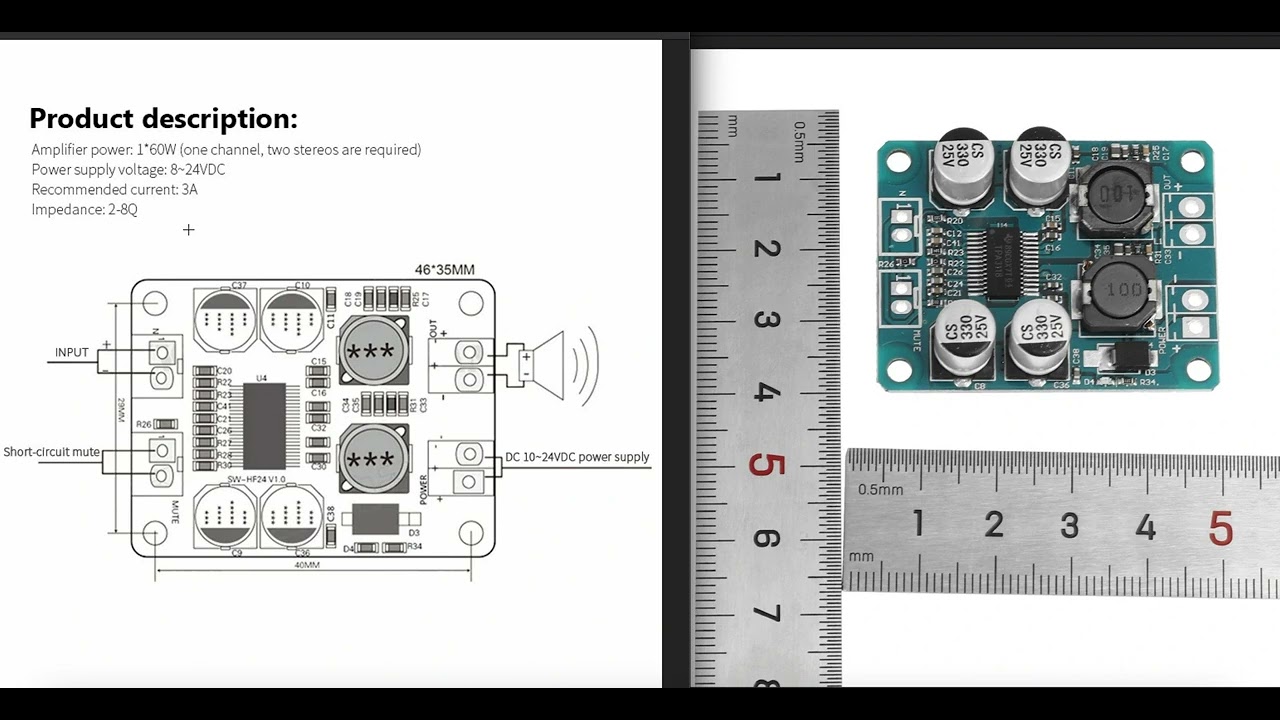 Modulo amplificador 60W TPA3118 - Conexionado alimentaciones y recomendaciones