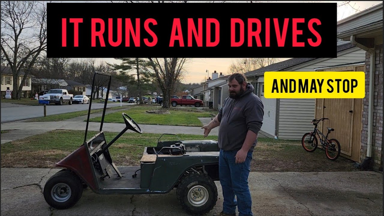 125cc electric to gas  golf cart build part 5   (Time to drive ) and stop