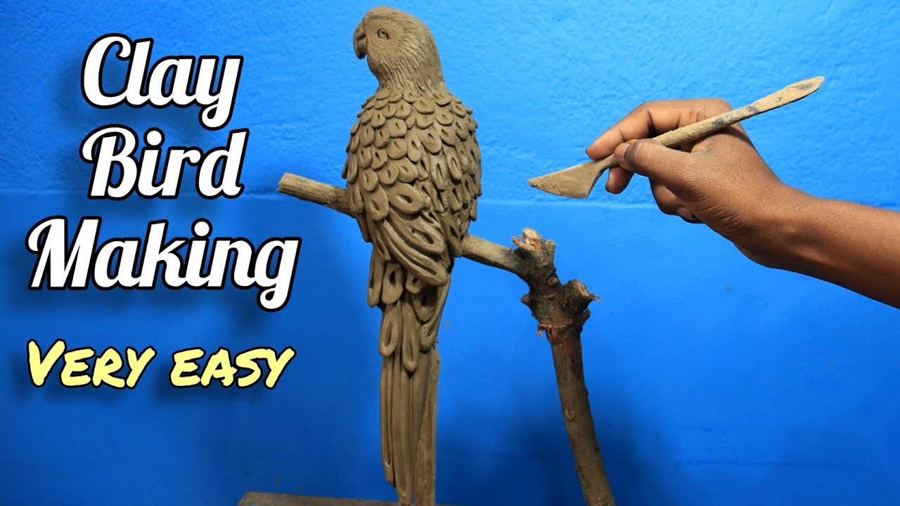 How to make a bird with clay | Making a parrot bird with clay | clay modelling bird | clay art