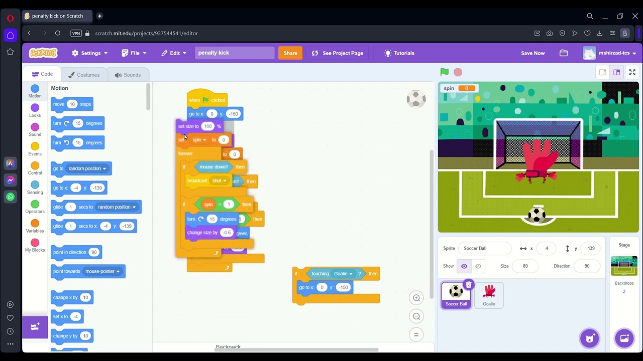 How to make penalty game in scratch