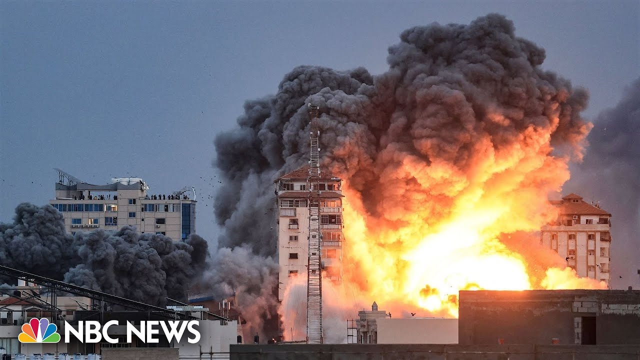 Residential building in Gaza City flattened by Israeli airstrike