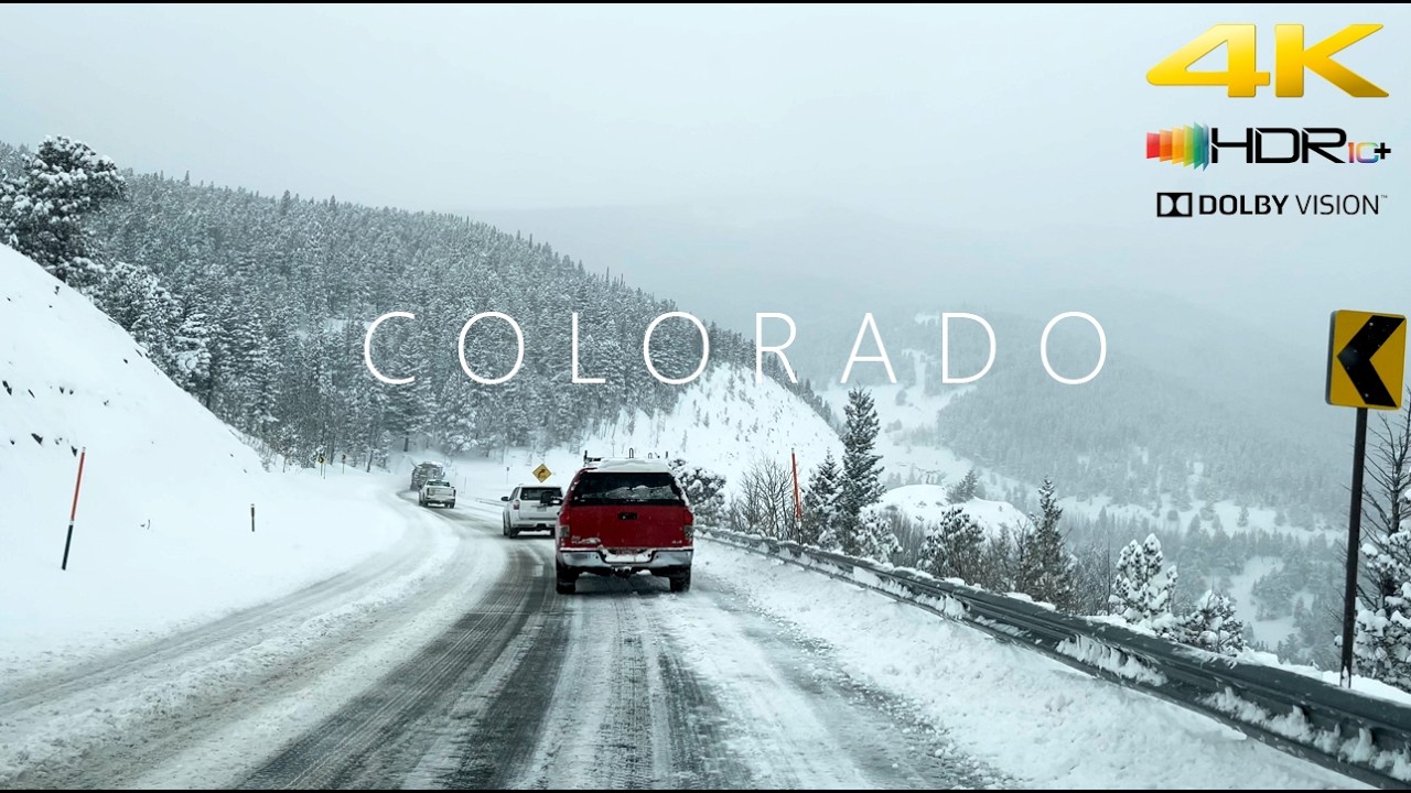 Winter Storm on Peak to Peak Byway Colorado - From Black Hawk to Estes Park 4K HDR