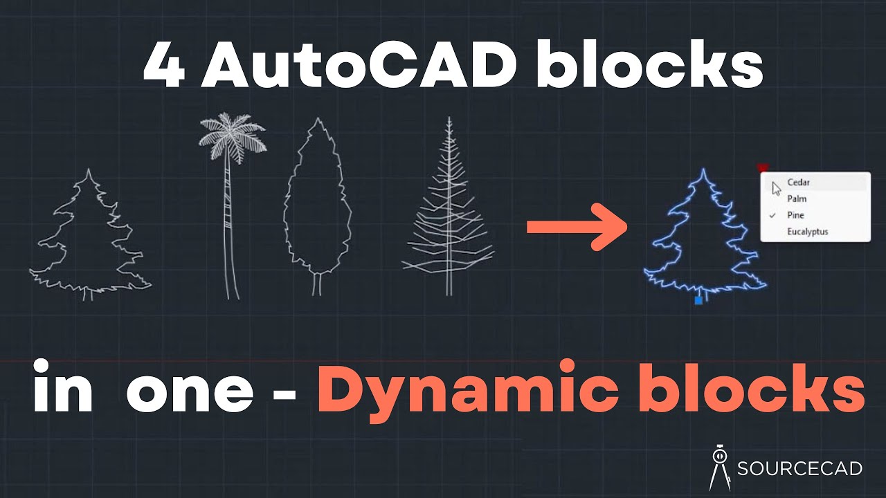 Добавление четырёх объектов в один с помощью динамического блока AutoCAD
