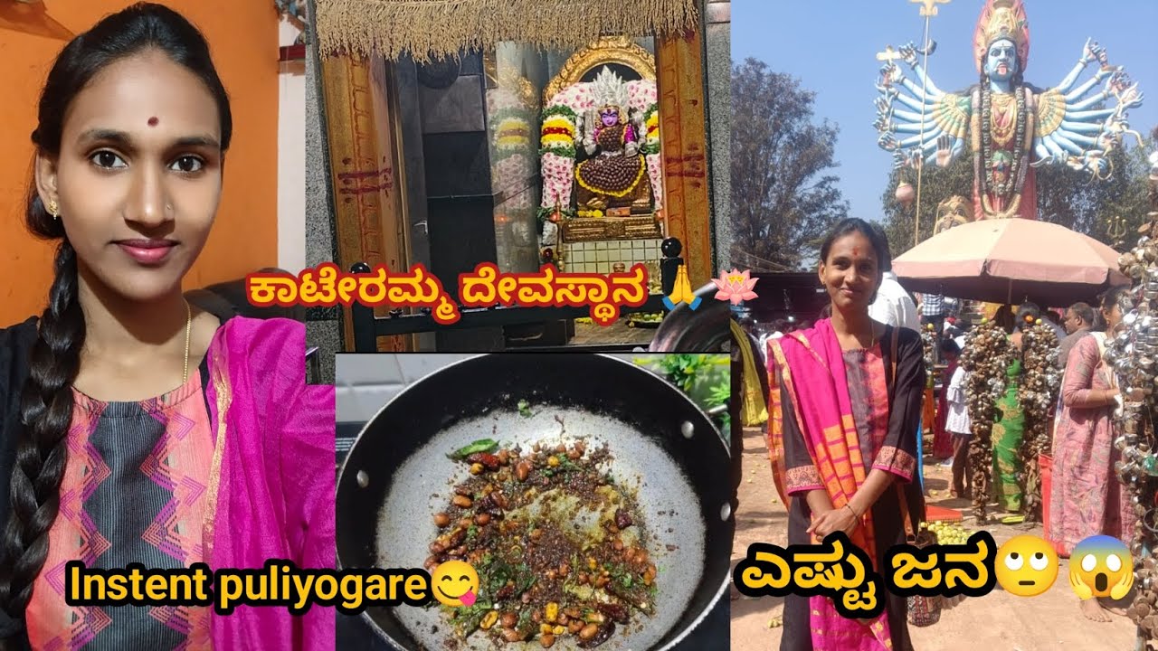 ಕಾಟೇರಮ್ಮ ದೇವಸ್ಥಾನ🙏🪷|In 5min Instant puliyogare😋👌 #subscribe #cooking #temple #nagusaivlog 