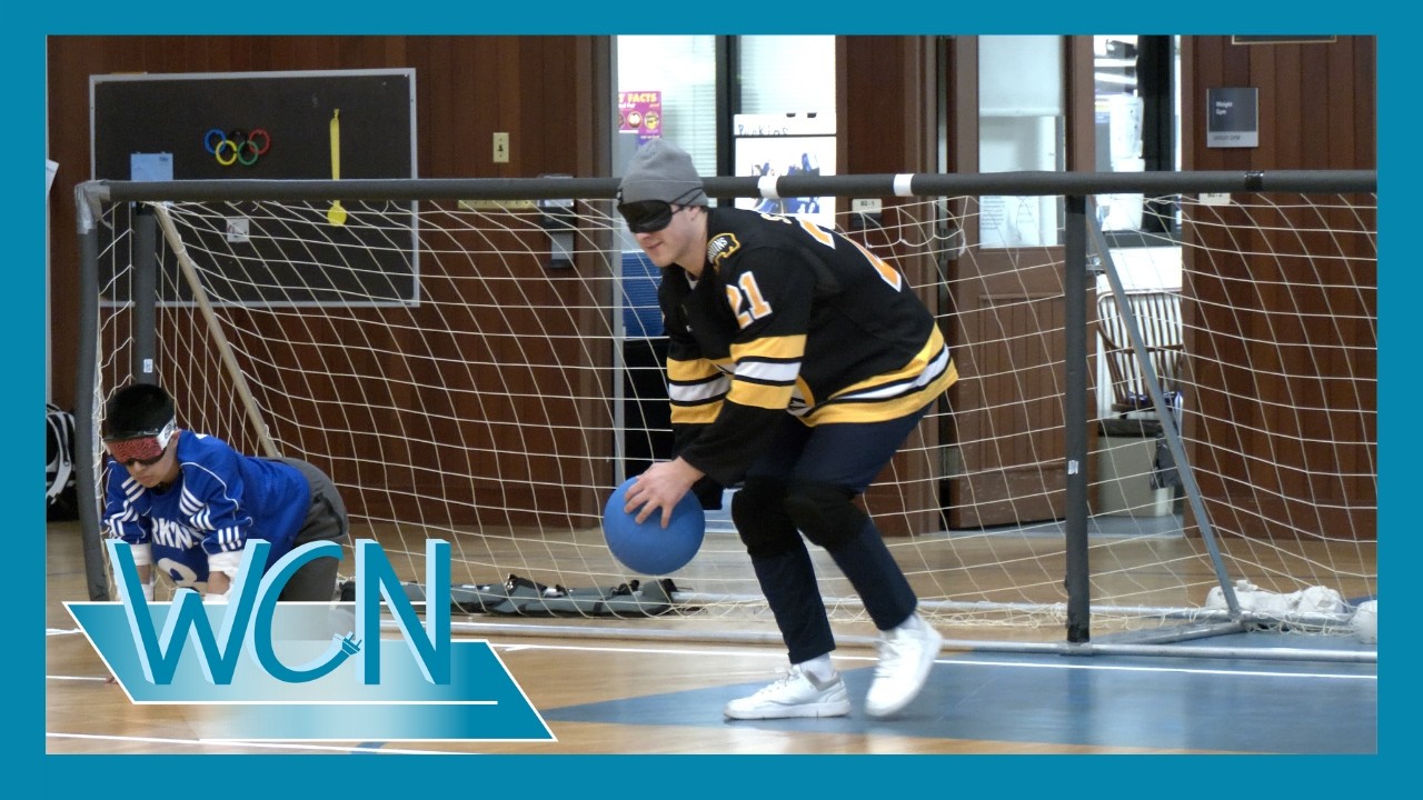 Boston Bruins' Alex Steeves Plays Goal Ball with Perkins School for the Blind Students