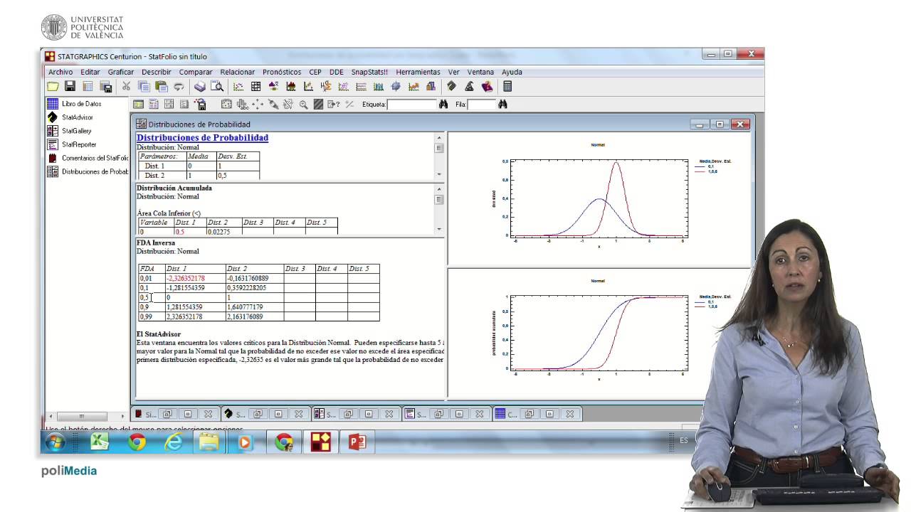 Distribuciones continuas de probabilidad con Statgraphics |  | UPV