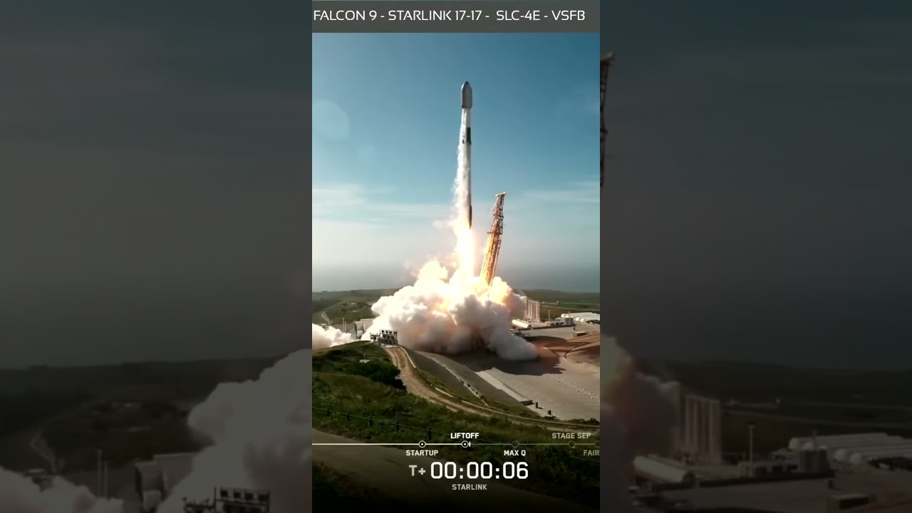 Старт ракеты Falcon 9 - Starlink 17-17 - SLC-4E - Космическая база Ванденберг, Калифорния - 26 ма...