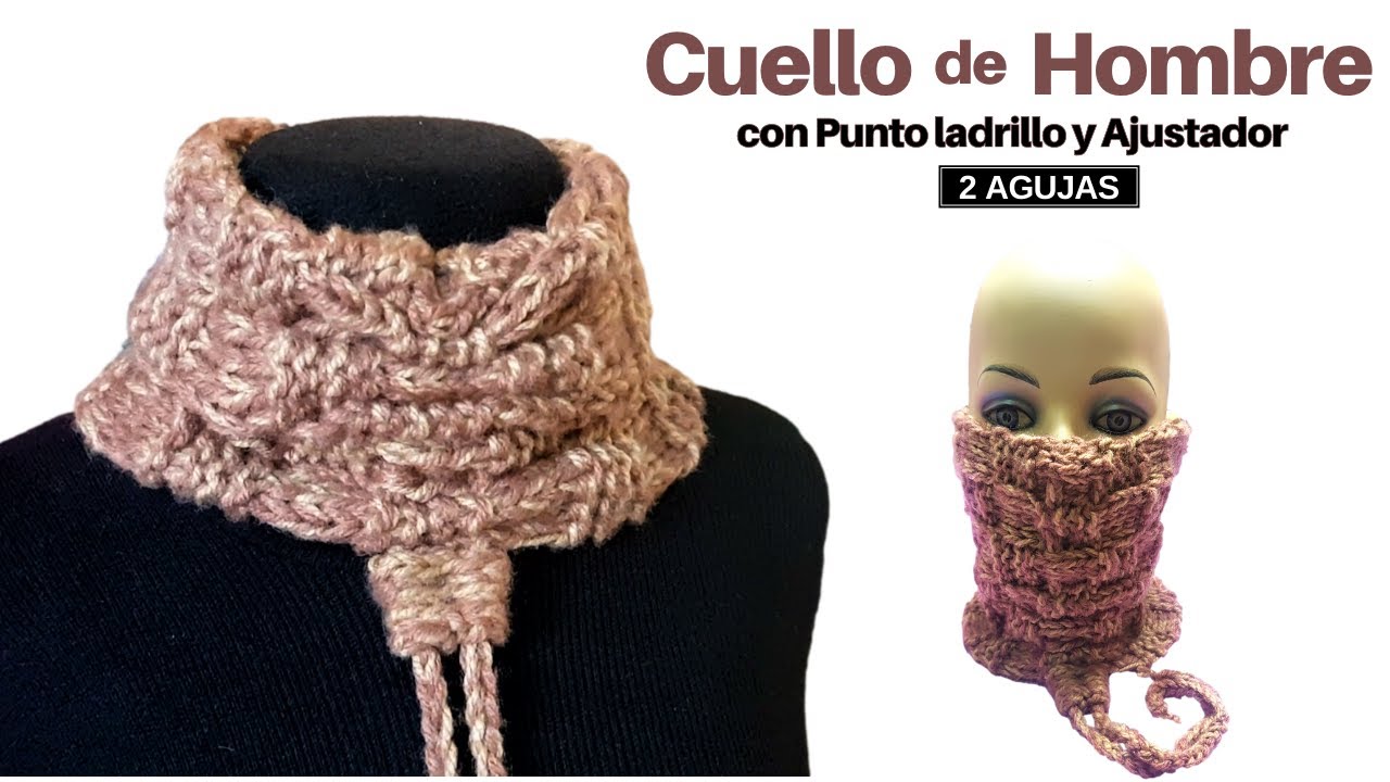 🌈 Cuello para Hombre a Dos Agujas con Punto Damero ✅ Tejidos fáciles a Palitos