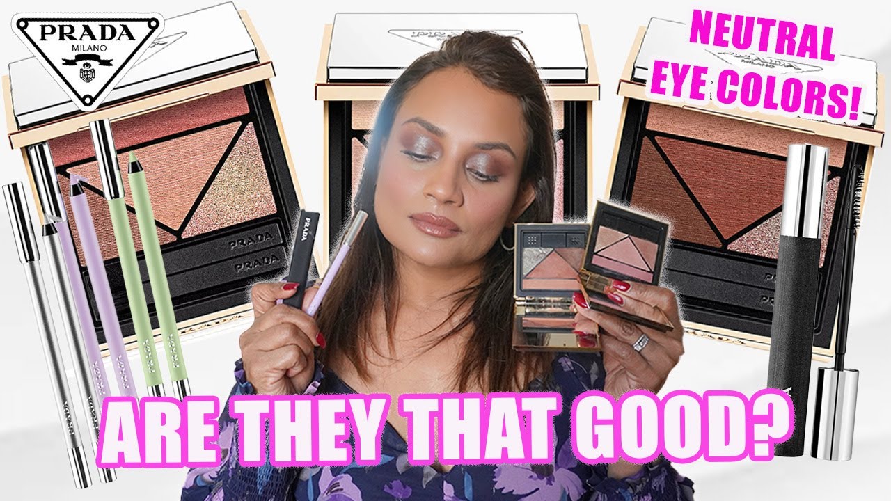 *NEW* PRADA NEUTRAL EYESHADOW QUADS, MASCARA & EYE PENCILS | TAN SKIN FULL REVIEW WITH DAYLIGHT DEMO