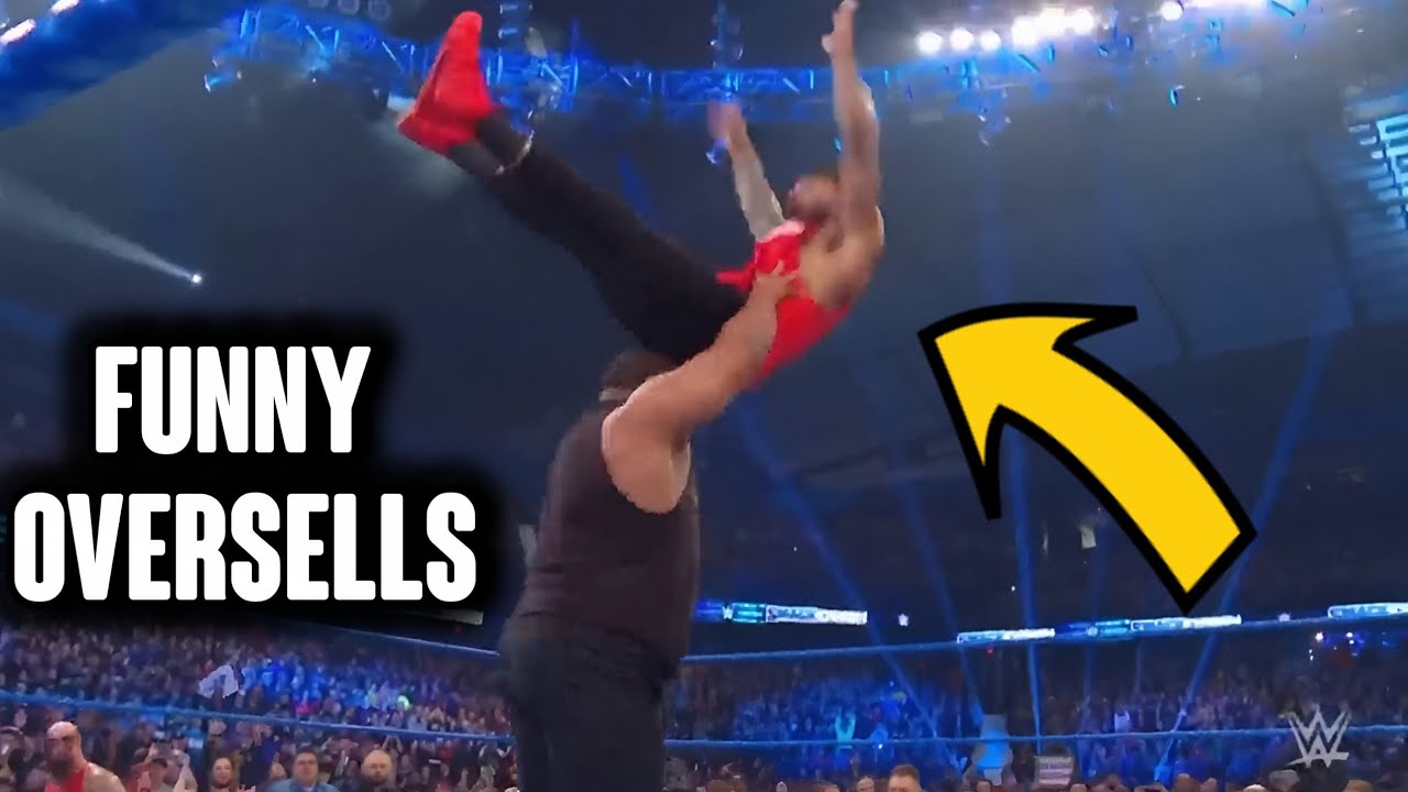 8 Minutes Of Wrestlers Hilariously Overselling Other Wrestlers Moves - part 1