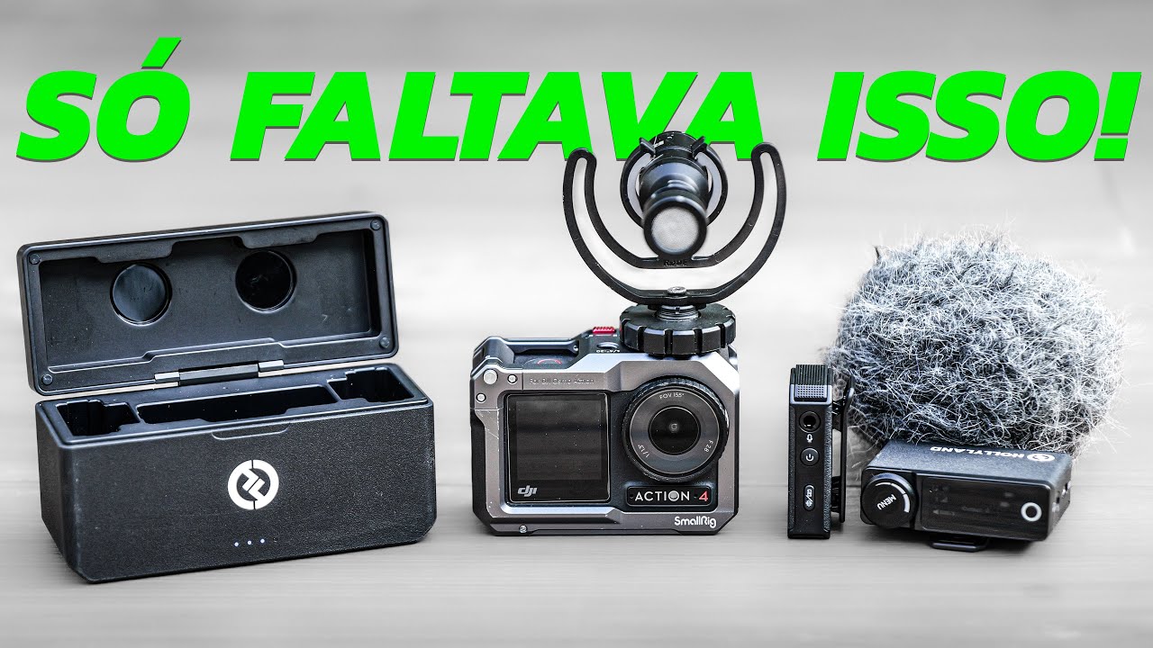 DJI OSMO ACTION 4 áudio externo MELHOR que GoPro | Microfone wireless: Hollyland Comica MIC 2 RODE
