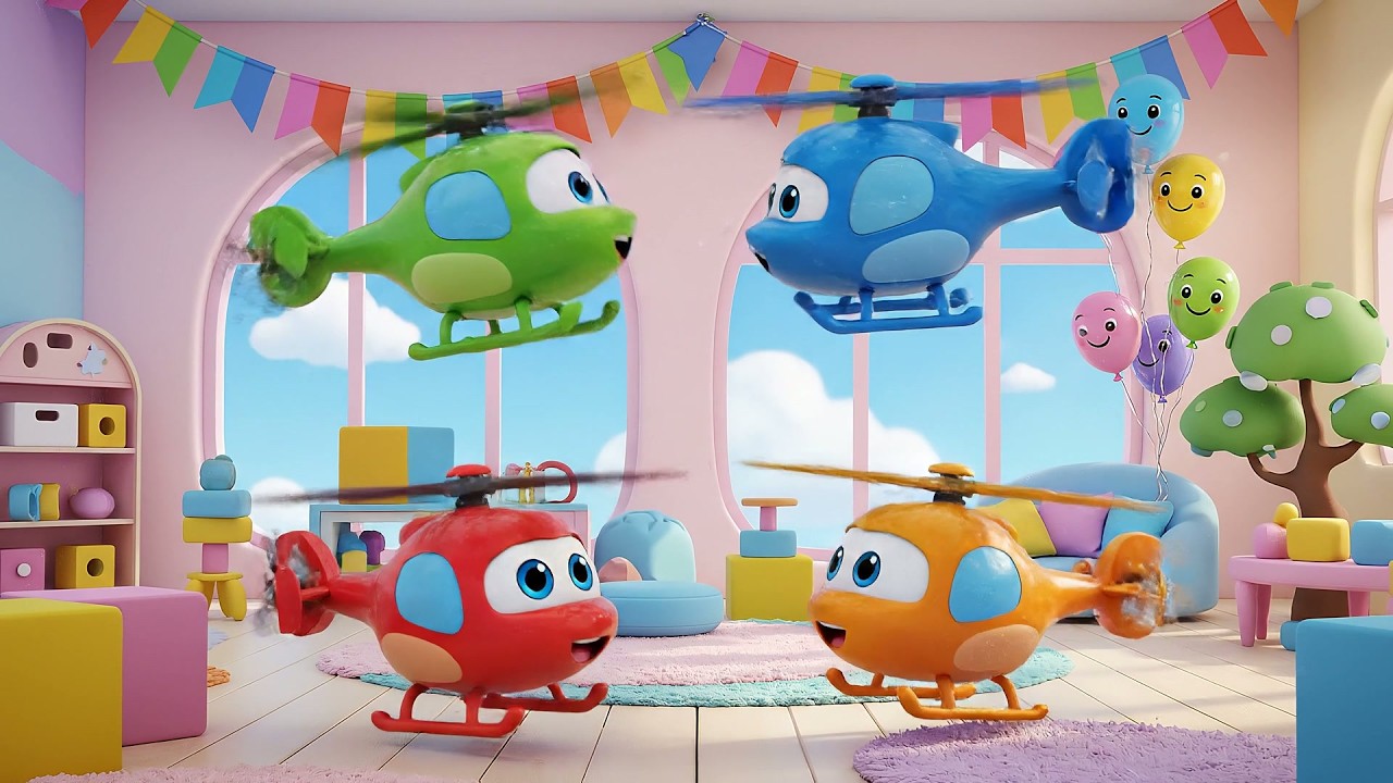 Five Little Toy Helicopters Whirr Whirr Whirr | Flying Songs & Vehicle Rhymes for Kids
