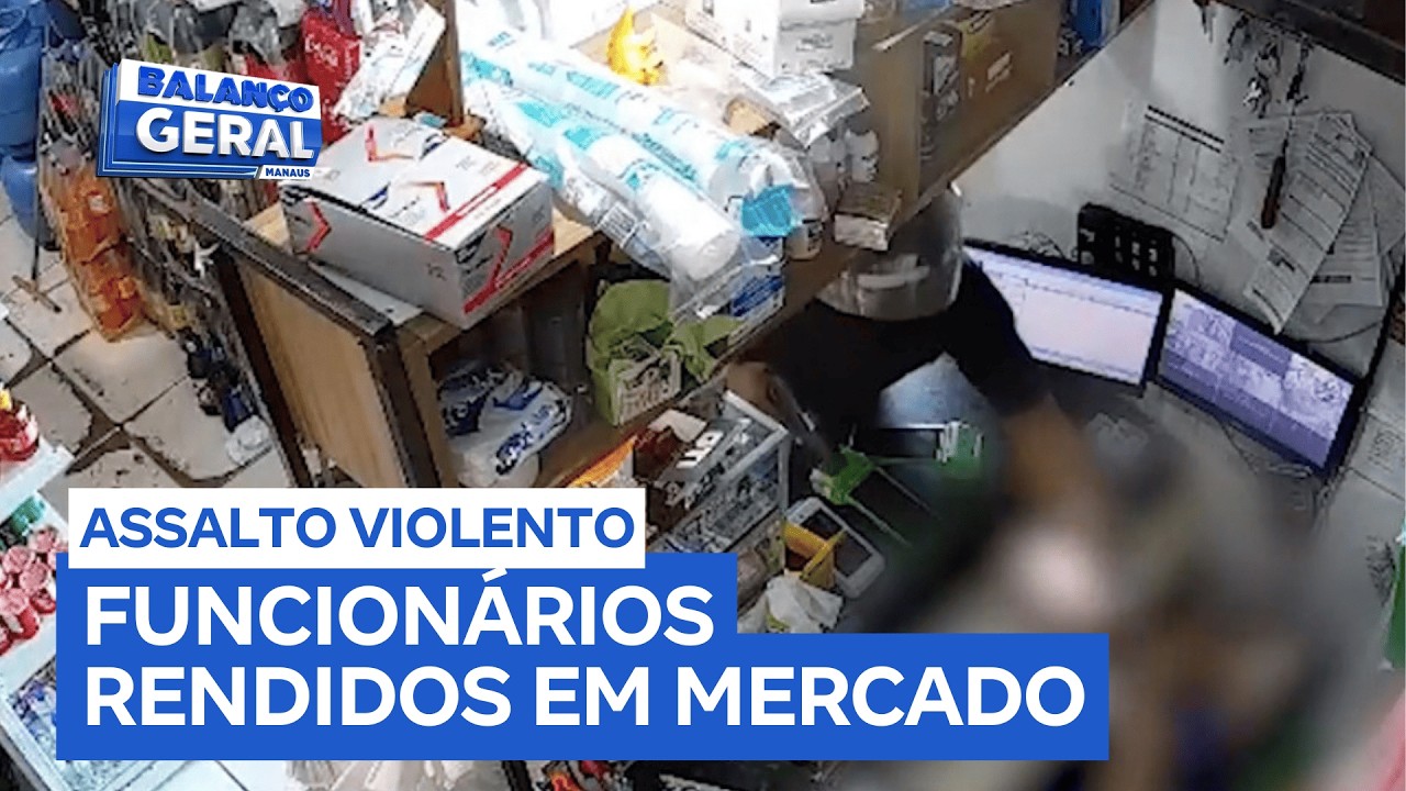 Suspeito rende casal de funcionários e rouba renda do caixa em assalto violento em Manaus (AM)