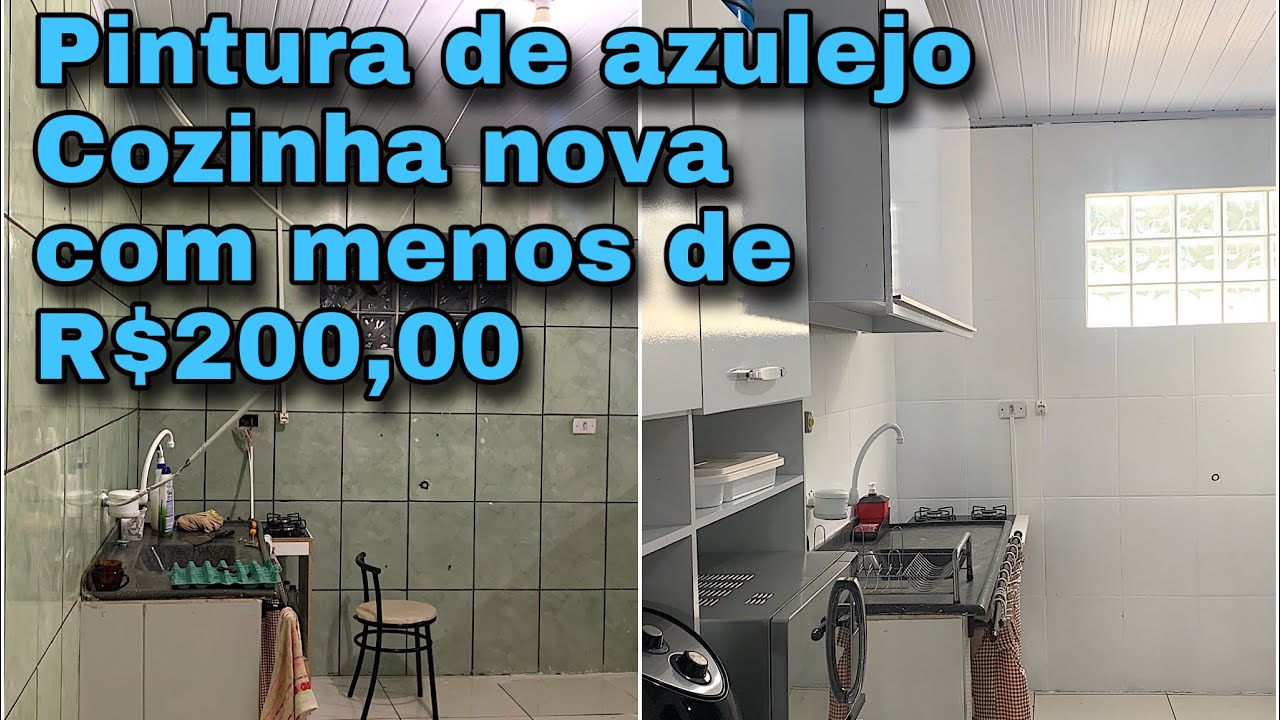 DIY PINTURA DE AZULEJOS/CERÂMICA DE PAREDE | TRANSFORMAÇÃO DE COZINHA | BAIXO CUSTO | TINTA EPOXI