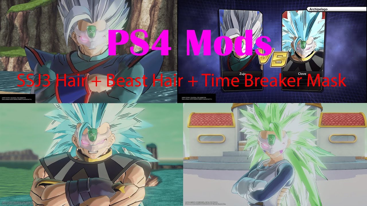 Dragon Ball Xenoverse 2 | PS4 / PS5 Mods | SSJ3 Hair + Beast Hair + Time Breaker Mask