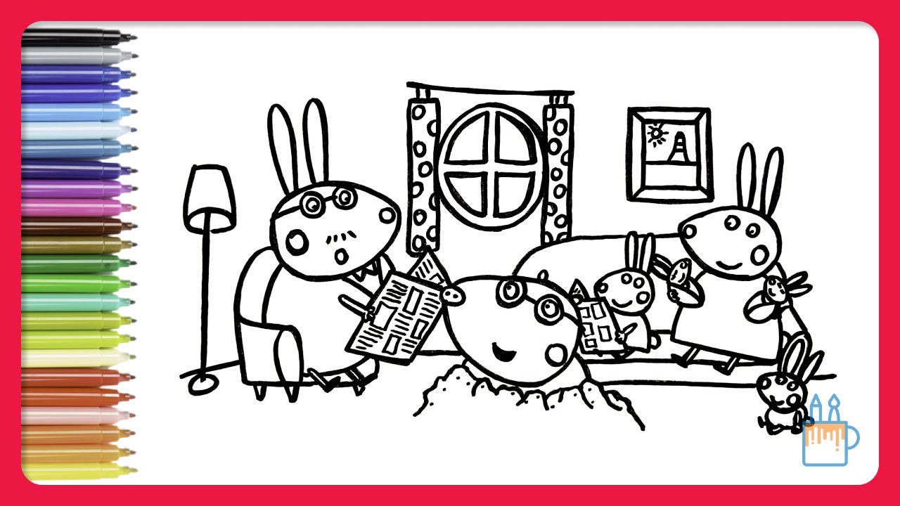 Vamos desenhar e colorir o Senhor Toupeira na casa da família Coelho | Peppa Pig