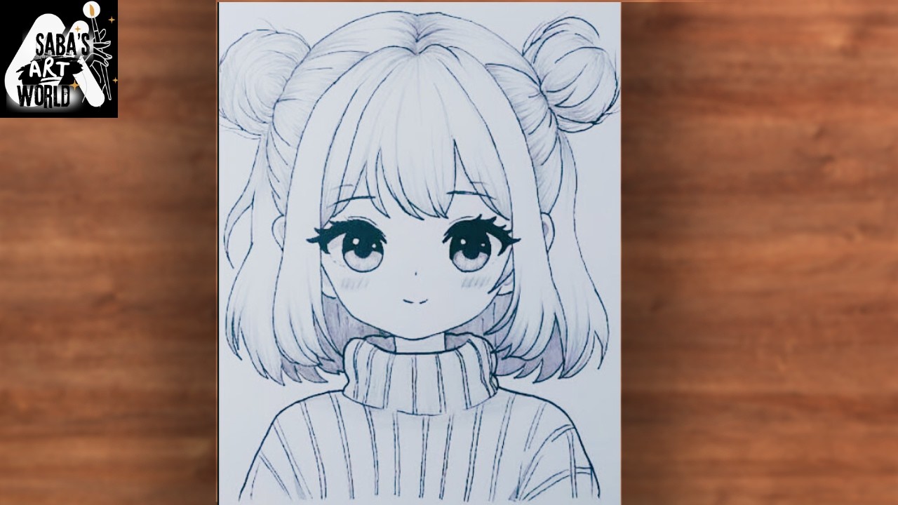 How to Draw a Cute Anime Girl with Space Buns | Easy Pencil Sketch Tutorial