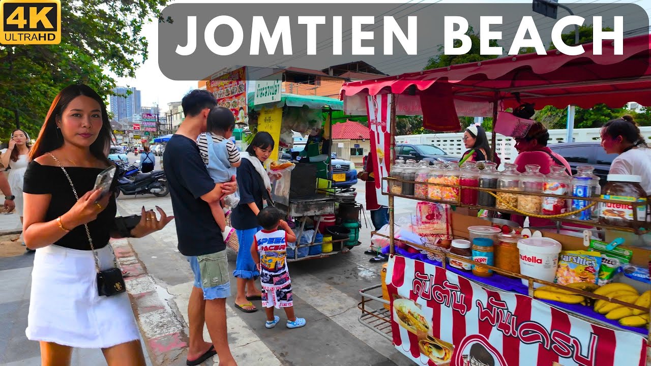 [4K] Walk along Jomtien Beach, Pattaya, Thailand 2024