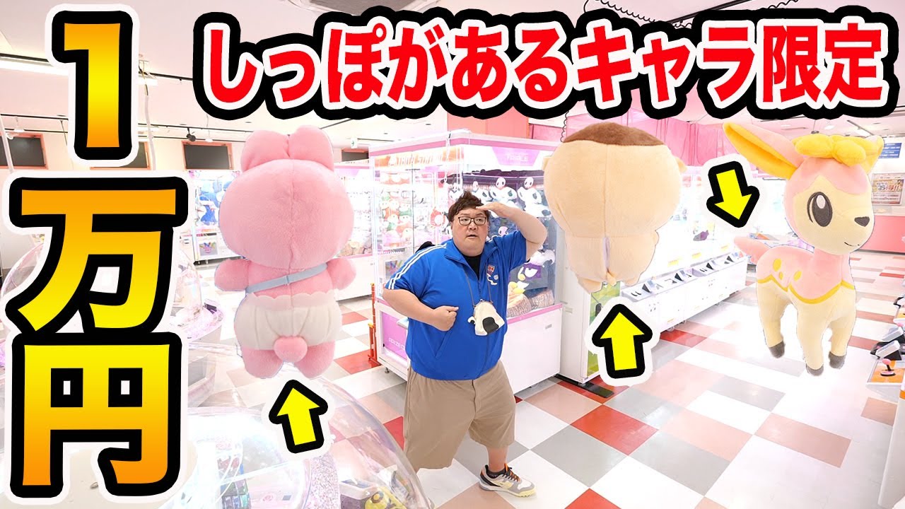 クレーンゲーム1万円でしっぽがあるキャラ限定で限界取りしたら一体何個取れるのか?!