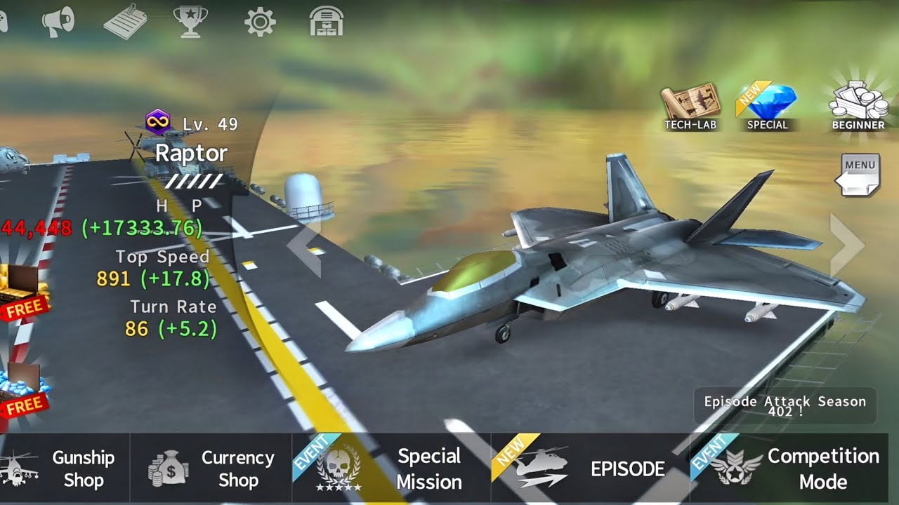 Gunship Battle: F-22 RAPTOR high level aircraft gameplay.