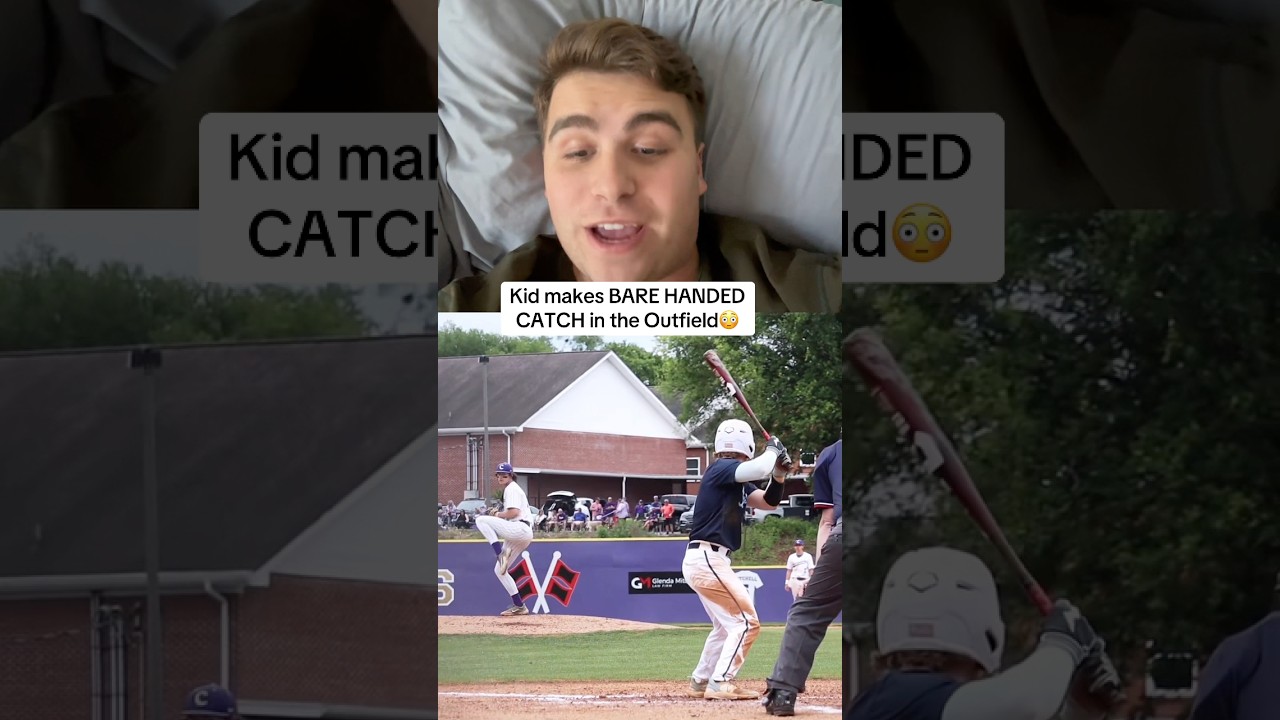 Kid makes BAREHANDED CATCH in Outfield😳 #shorts