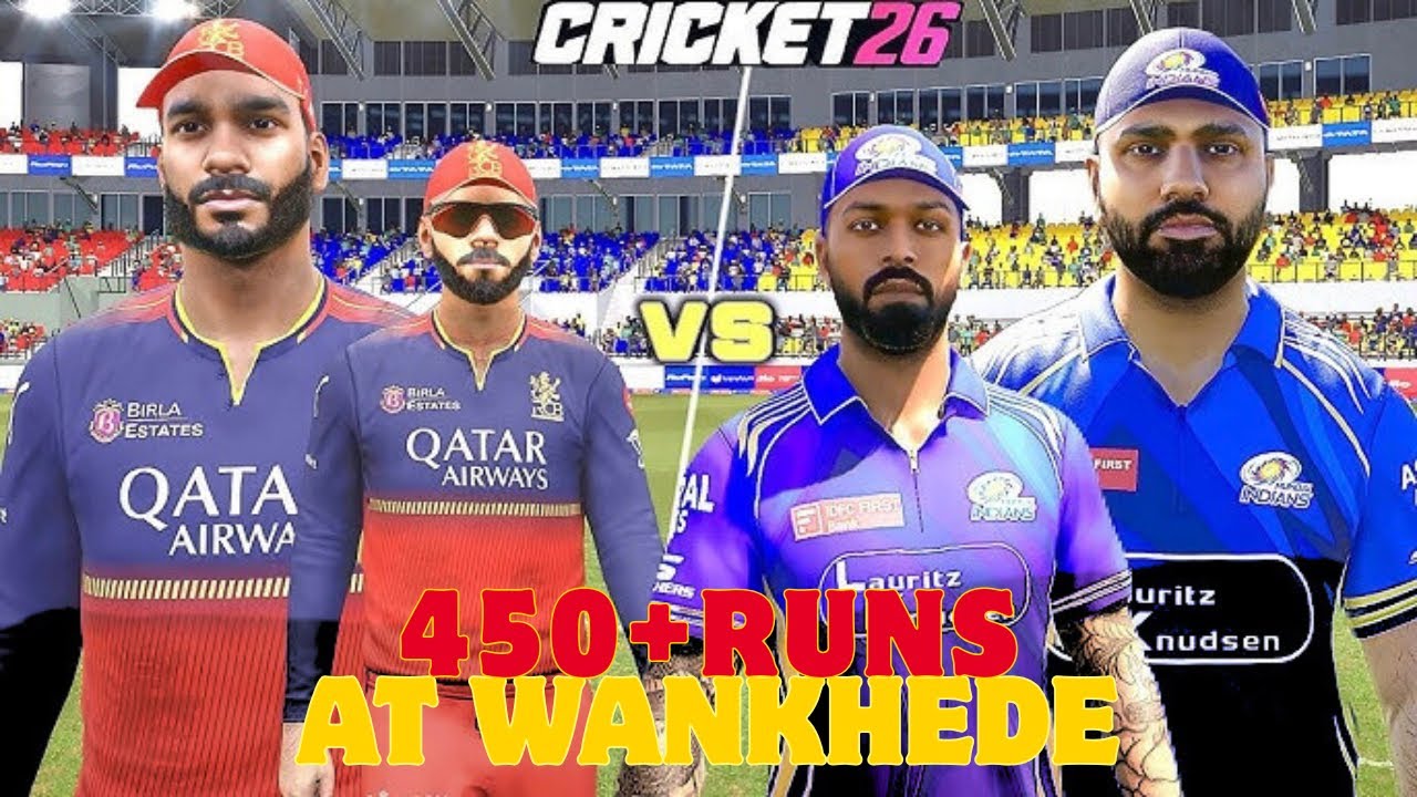 IPL 2026 as RCB ❤ | Match 04 ||450+Runs||RCB vs MI ||Last Wicket Partnership||Cricket 26 (PS4)