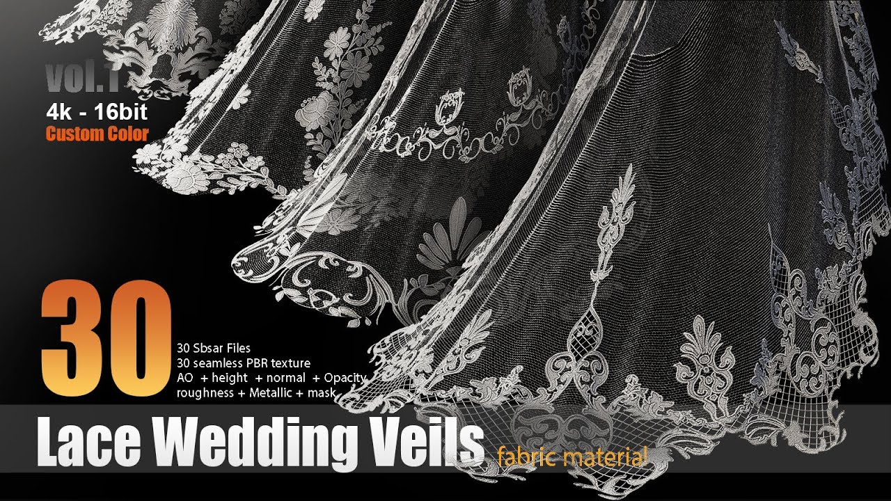 how to use sbsar file of lace wedding veils material in substance 3d painter