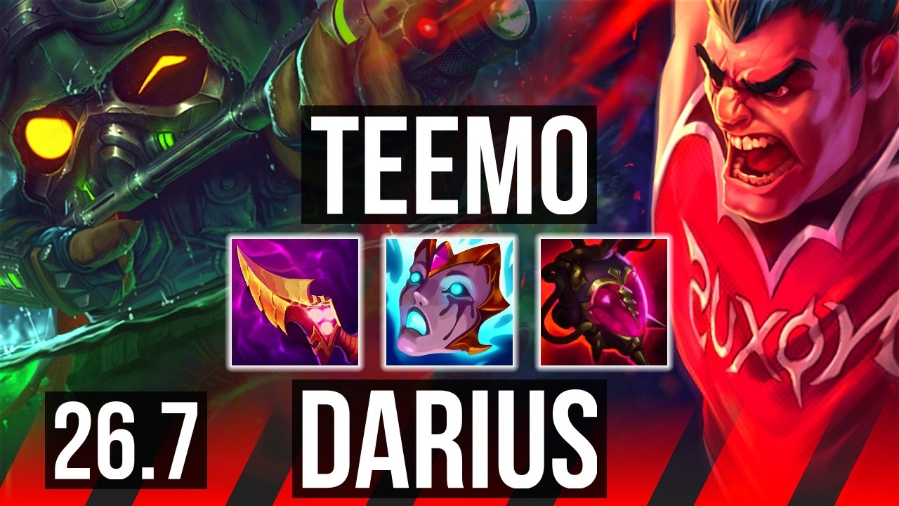 TEEMO vs DARIUS (TOP) | Lethal Tempo, Good KDA: 20/2/5 | EUNE Master | 26.7