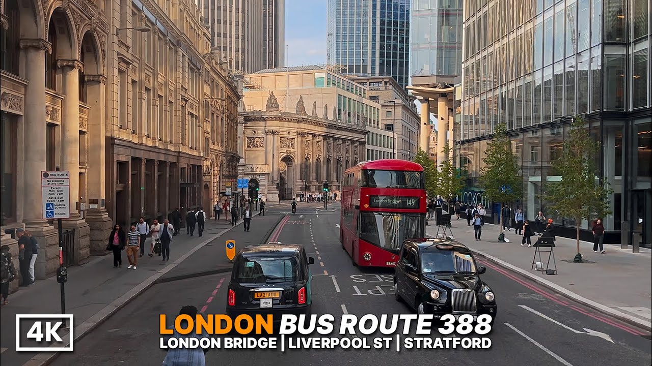 London Bus Ride Crossing London Bridge with Tower Bridge Views | London Bus Route 388 [POV in 4K]
