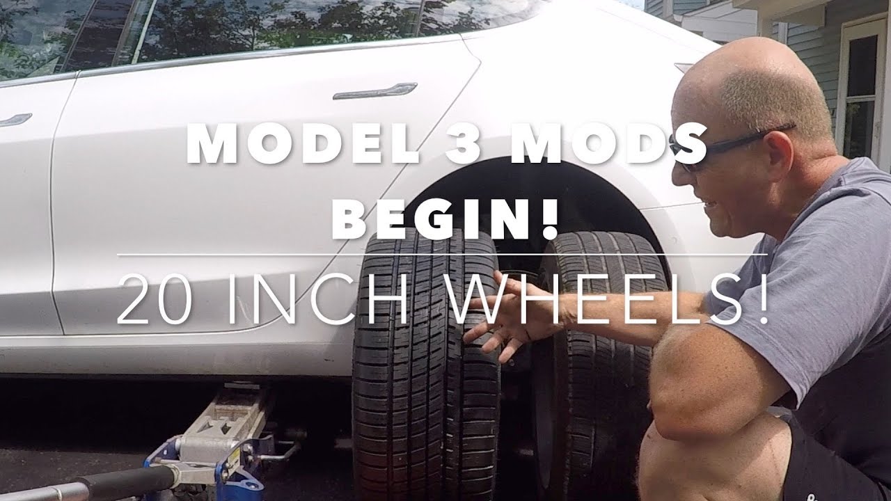 Tesla model 3 modifications begin! 20 inch wheels installed!