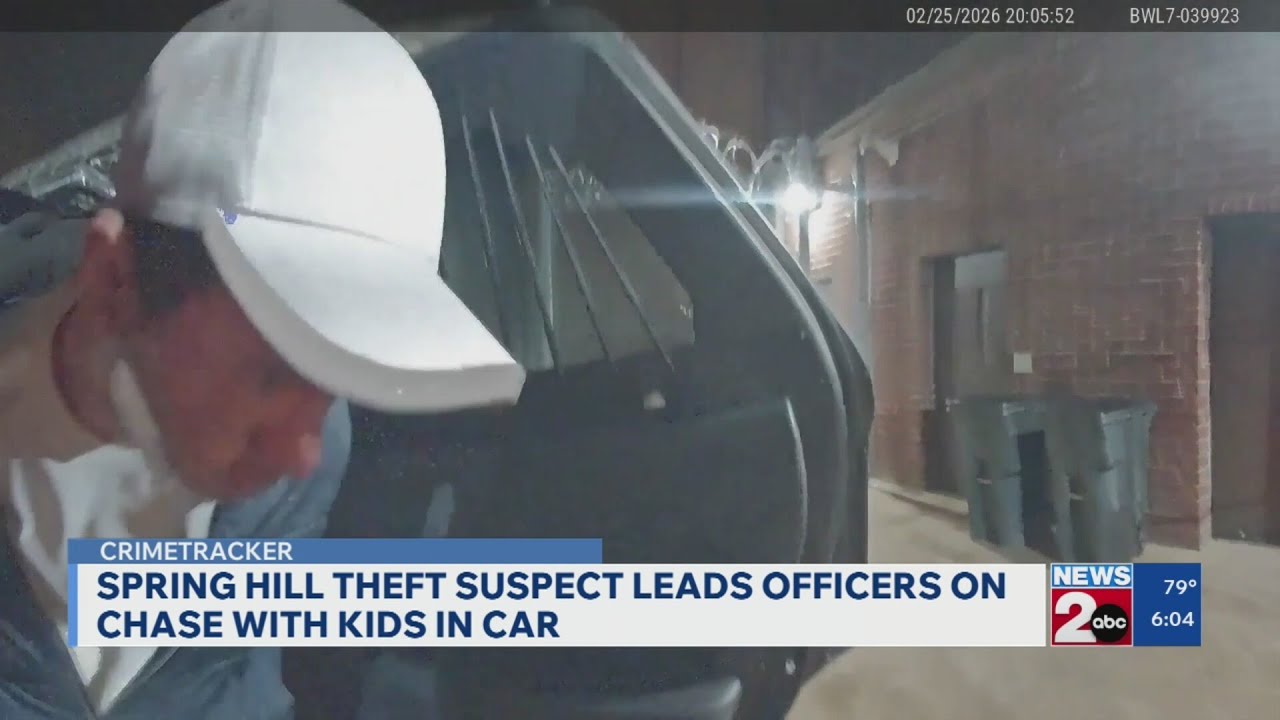 Spring Hill, TN theft suspect leads officers on chase with kids in car